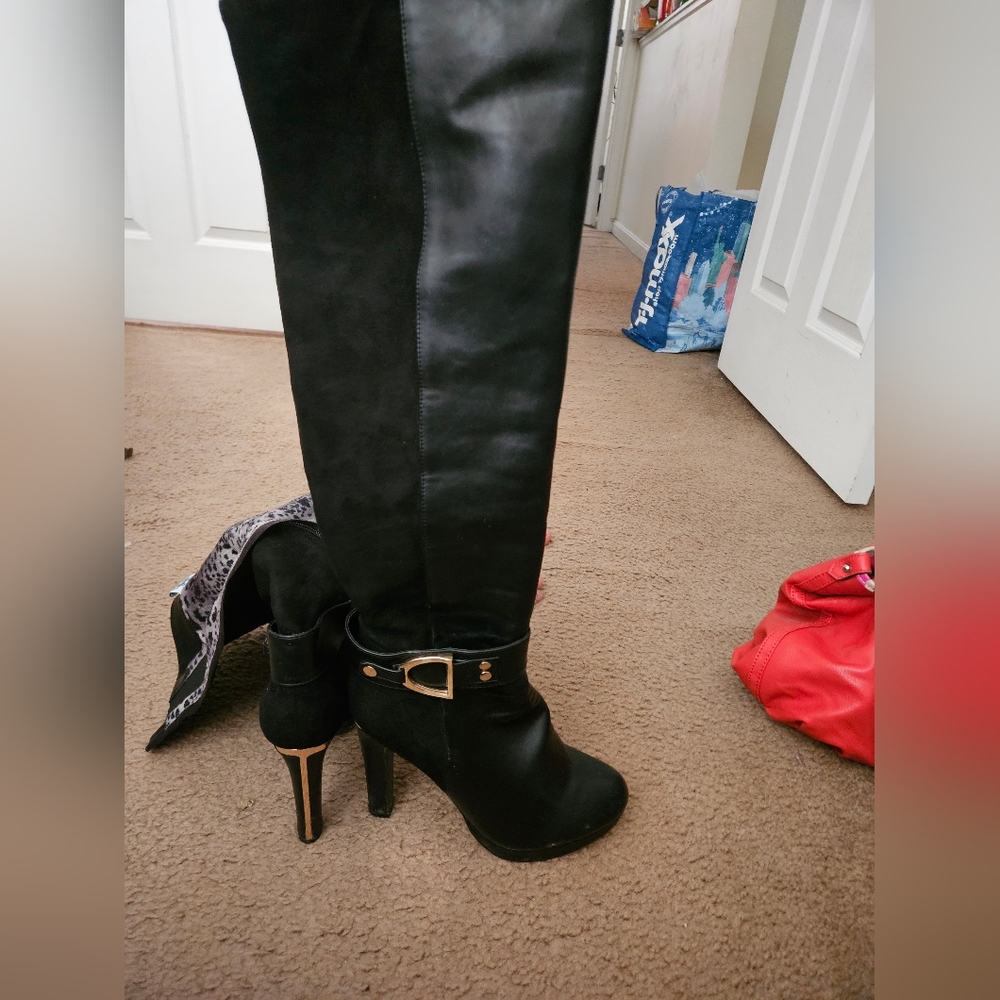 Black and Gold Tall Boot